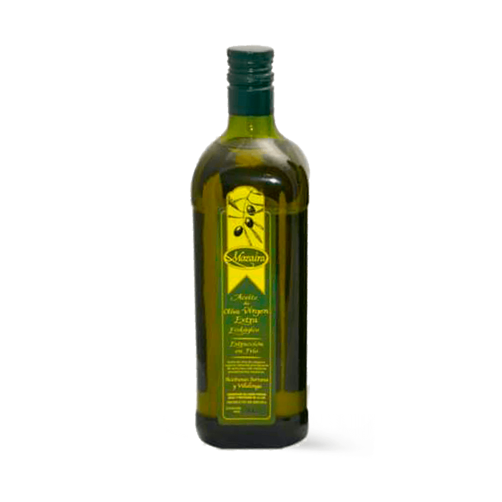 Botella de 1 litro de aceite ecológico de Mozaira sobre fondo transparente