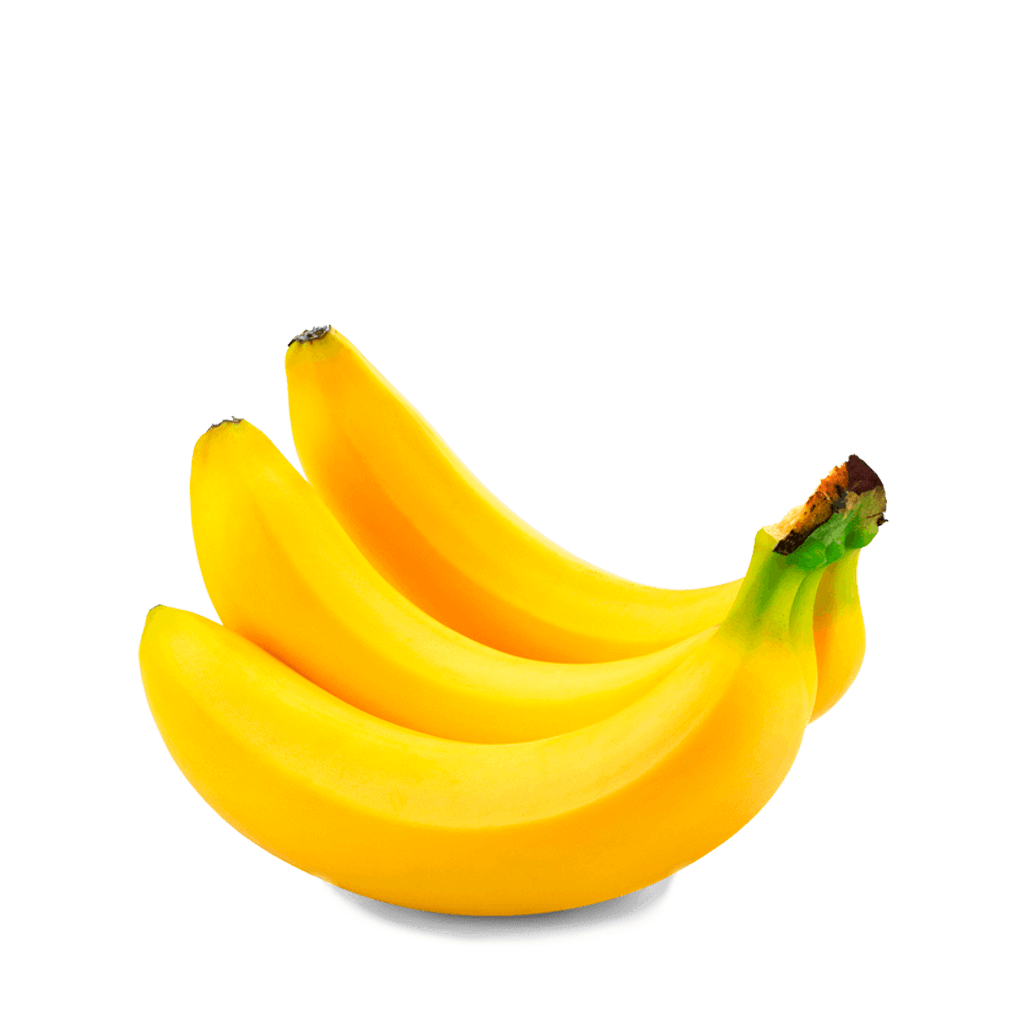 Tres plátanos ecológicos sobre fondo transparente